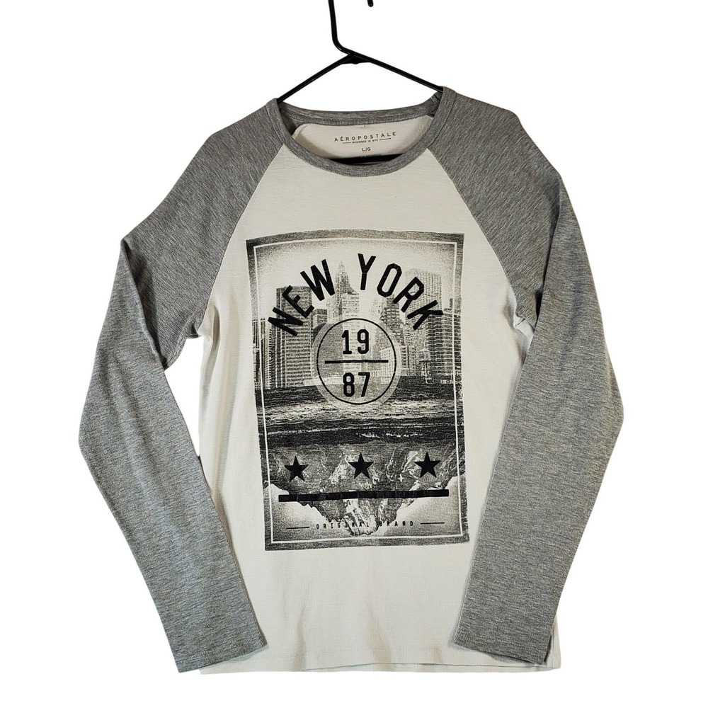 Aeropostale Mens Long Sleeve Graphic T-Shirt New York City Graphic Print‎